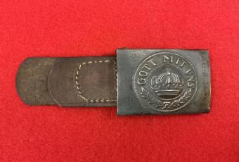 Army WW1 Belt Buckle With Leather Tab