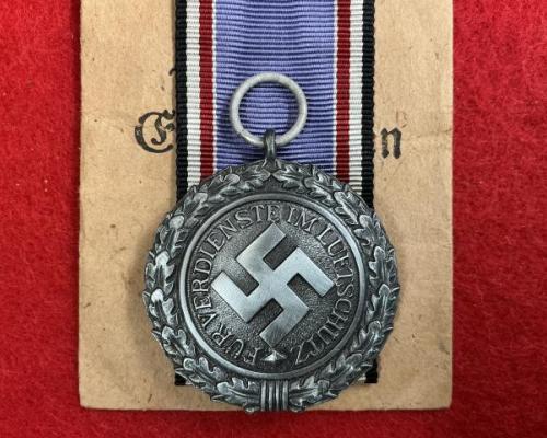 Luftschutz Medal 2nd Class With Ribbon & Envelope
