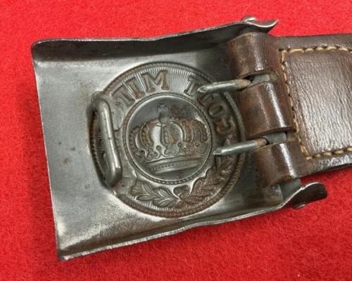 Army WW1 Belt Buckle With Leather Tab